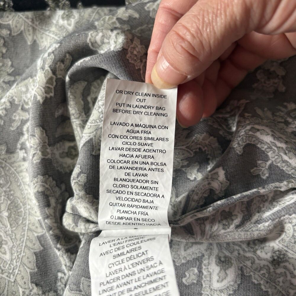 New Michael Kors Blouse  ABSTRACT ARTISIAN GRAPHITE TAILORED FIT SZ L - Picture 15 of 16